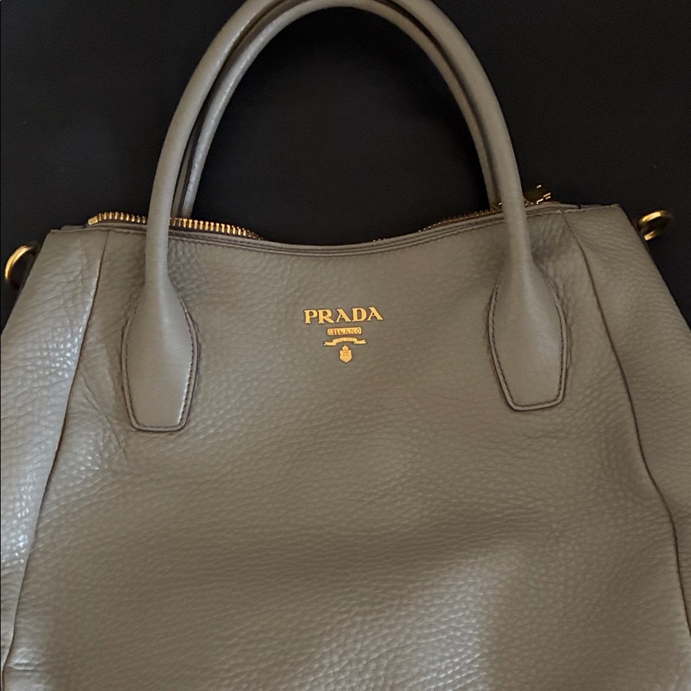 Prada Taupe Leather Tote Bag